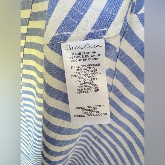 NEW Cara Cara Calypso Midi Dress Ivory Blue Striped Seersucker | US 2 UK 6 - Picture 14 of 14